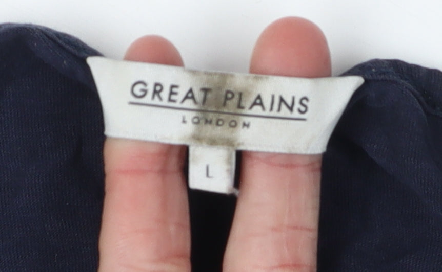 Womens UK Size L Great Plains Blue Basic T-Shirt