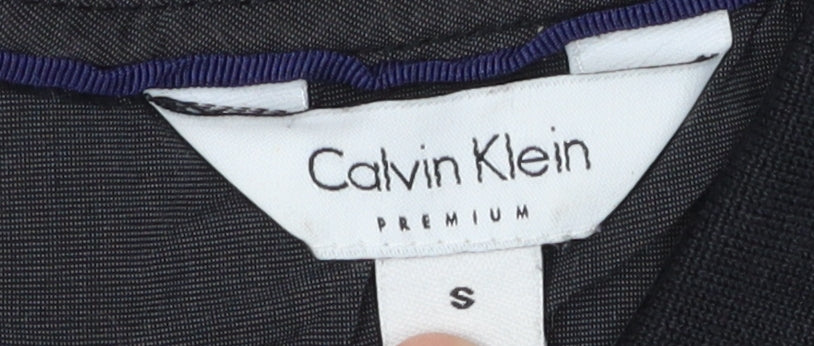 Calvin Klein Men's Grey Striped Polo Shirt Size S