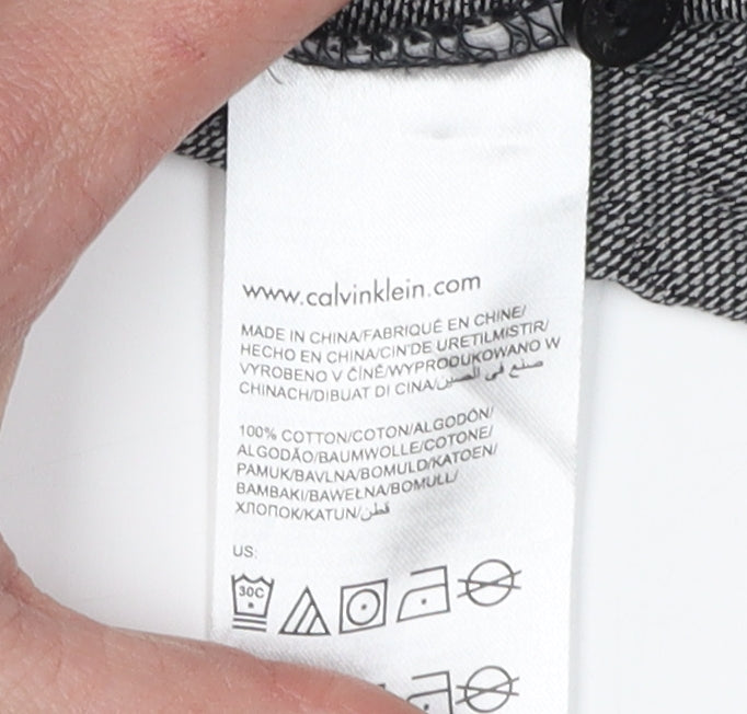 Calvin Klein Men's Grey Striped Polo Shirt Size S