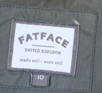 FatFace Women's Green Parka Jacket Size 10, Hooded & Fur Trim