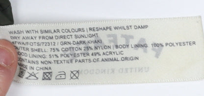 FatFace Women's Green Parka Jacket Size 10, Hooded & Fur Trim