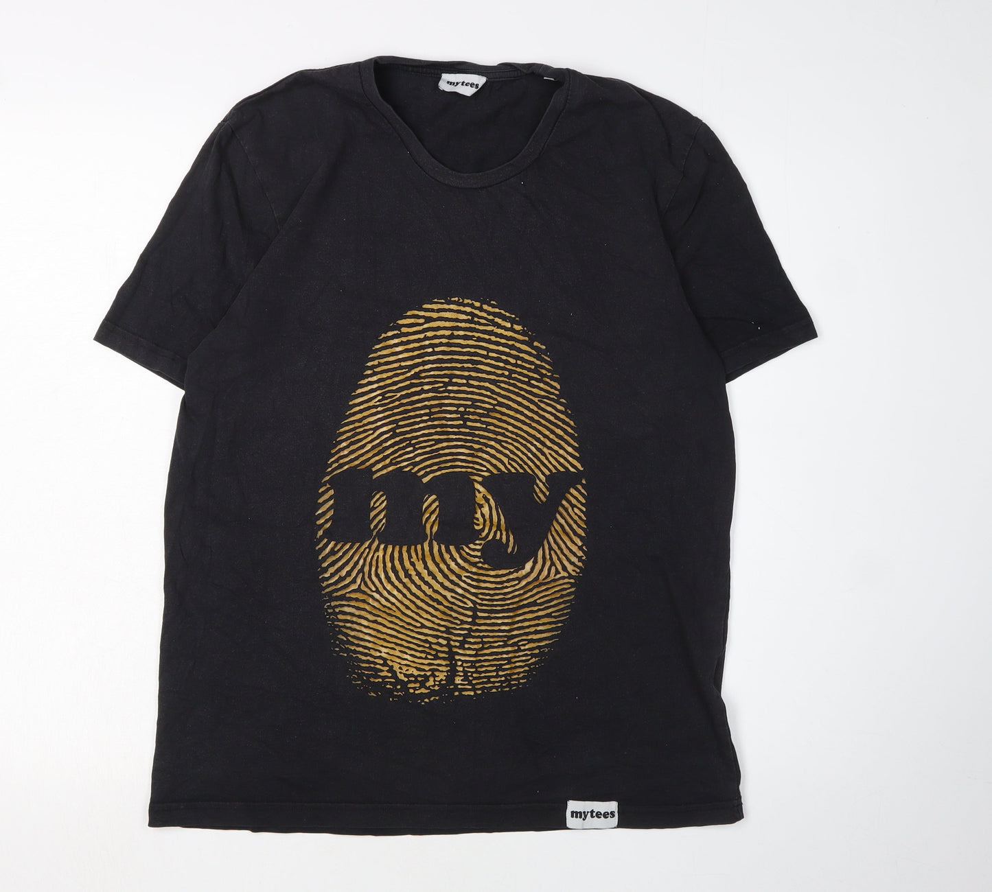 mytees Men's Black Graphic Print Cotton T-Shirt M