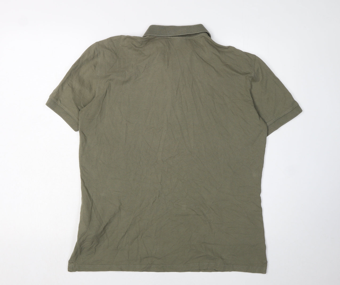 Napapijri Men's Green Polo Shirt Size L - Solid Casual Style