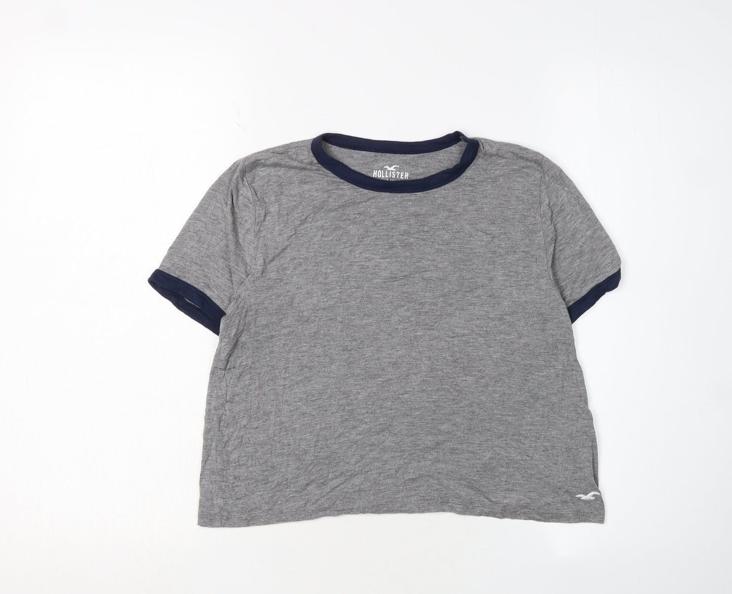Womens UK Size XS Hollister Grey Cropped T-Shirt