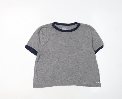 Womens UK Size XS Hollister Grey Cropped T-Shirt