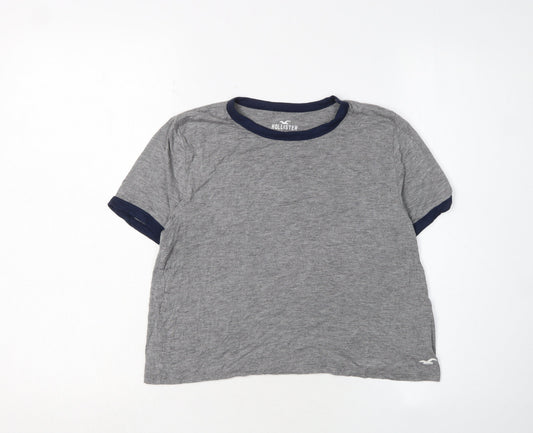 Womens UK Size XS Hollister Grey Cropped T-Shirt
