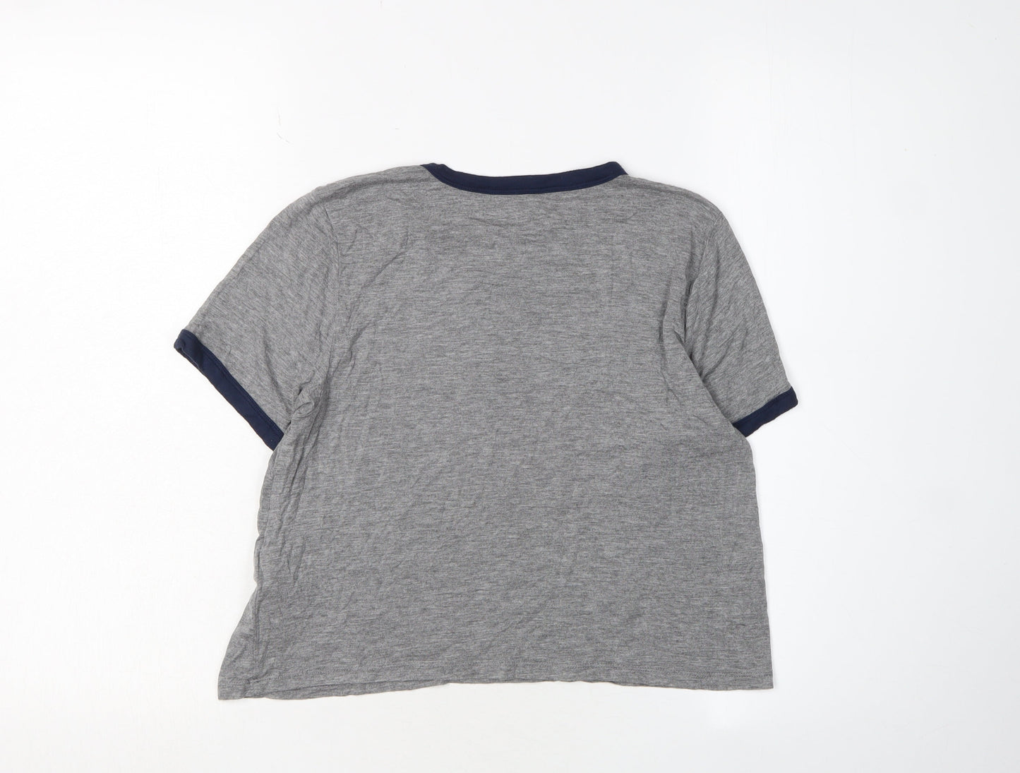 Womens UK Size XS Hollister Grey Cropped T-Shirt