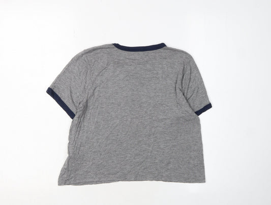 Womens UK Size XS Hollister Grey Cropped T-Shirt
