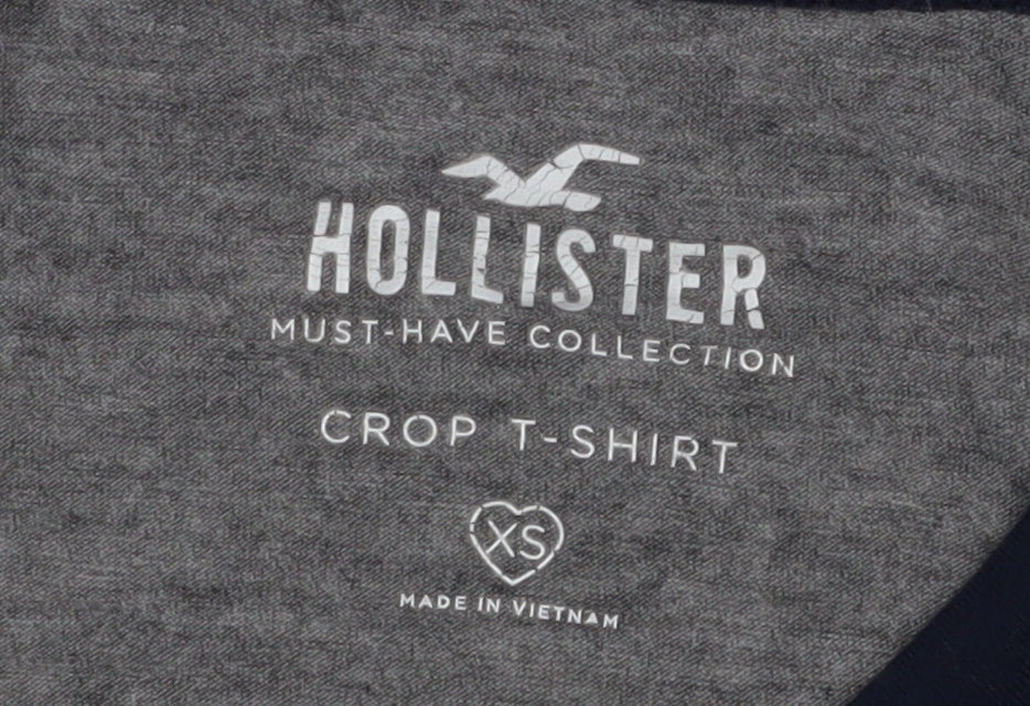 Womens UK Size XS Hollister Grey Cropped T-Shirt