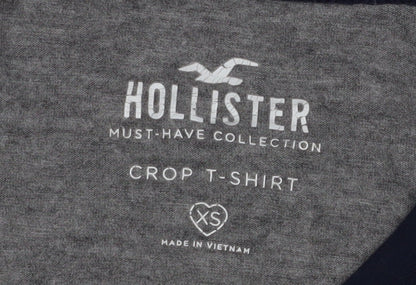 Womens UK Size XS Hollister Grey Cropped T-Shirt