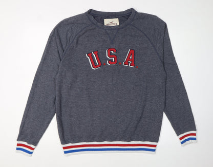 Mens UK Size M Hollister Grey Pullover Sweatshirt