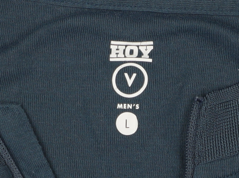 HOY Men's Blue L Polo Shirt 1/4 Zip Short Sleeve