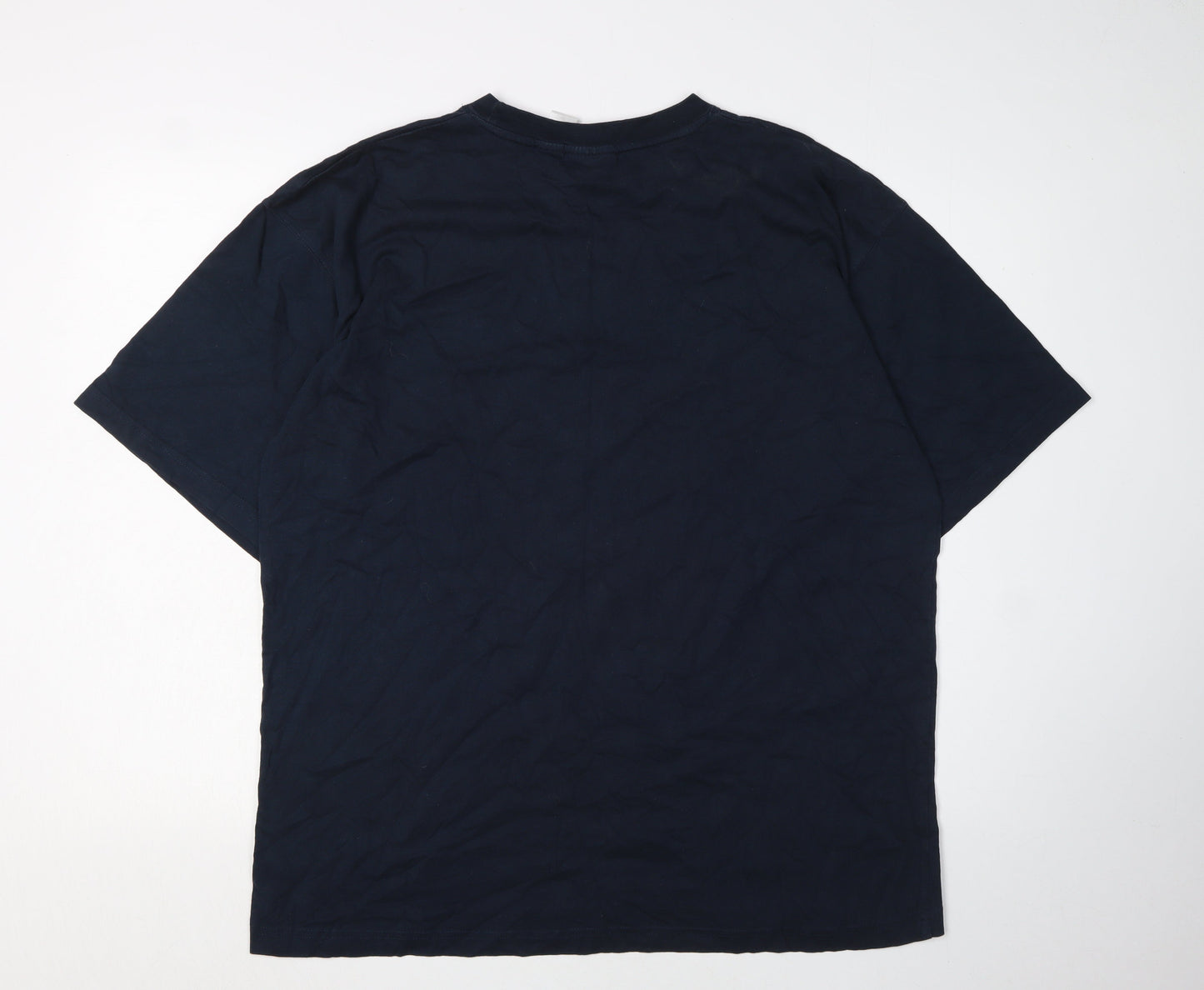 Reebok Men's Blue Cotton Crew Neck Logo T-Shirt XLT