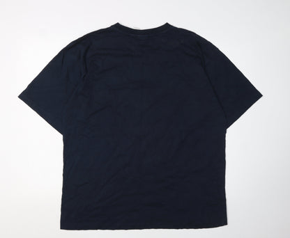 Reebok Men's Blue Cotton Crew Neck Logo T-Shirt XLT