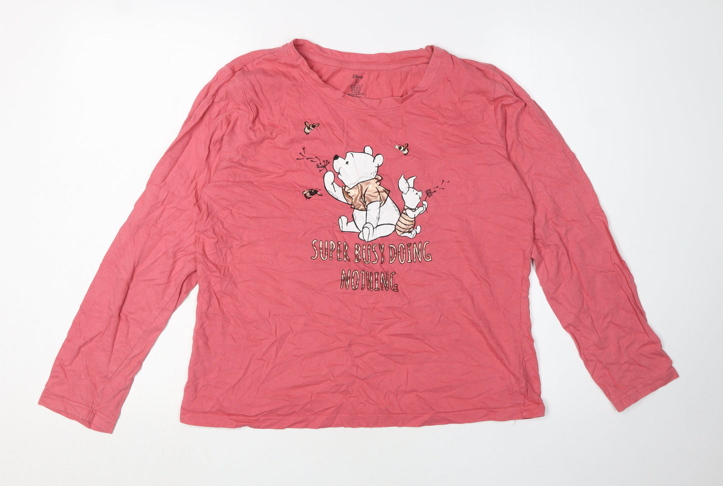 Womens UK Size M Disney Pink Basic T-Shirt
