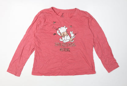 Womens UK Size M Disney Pink Basic T-Shirt