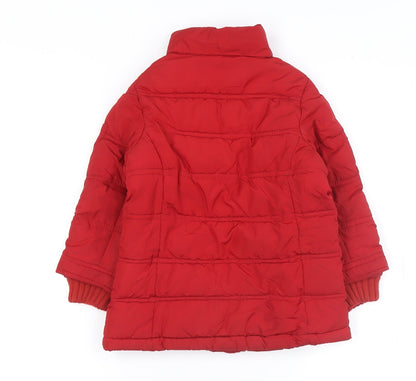 H&M Girls Red Puffer Jacket 4 Years Winter Coat