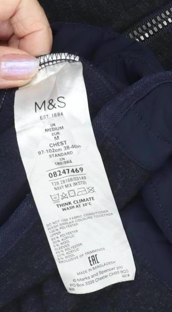 Marks and Spencer Men's Blue Quilted Jacket M