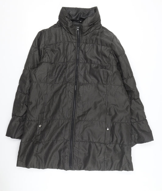 Marks and Spencer Women's Black Check Puffer Coat L
