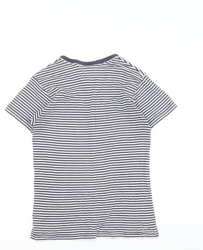 Racing Green Women's Blue Striped Jersey Crew Neck T-Shirt