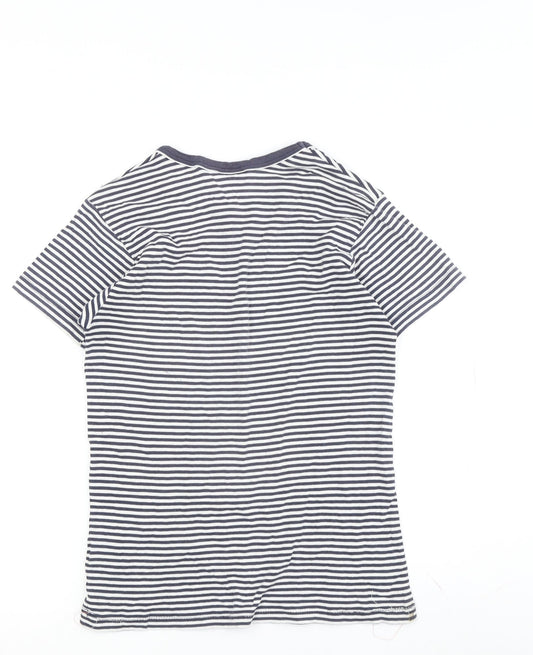 Racing Green Women's Blue Striped Jersey Crew Neck T-Shirt