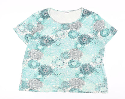 Damart Women's Multicoloured Geometric T-Shirt, XL, Cotton