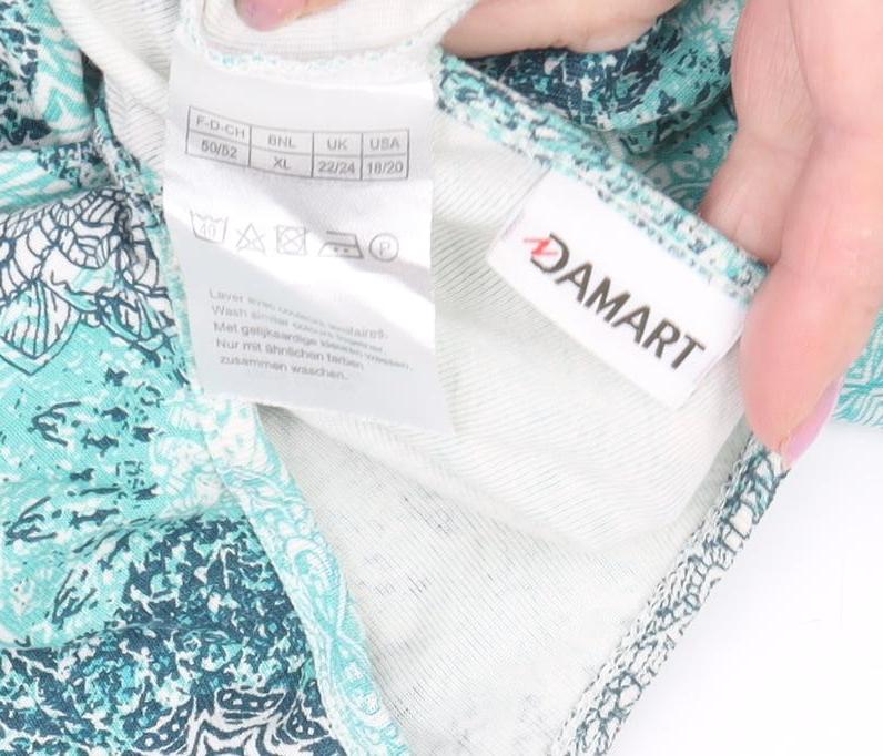 Damart Women's Multicoloured Geometric T-Shirt, XL, Cotton