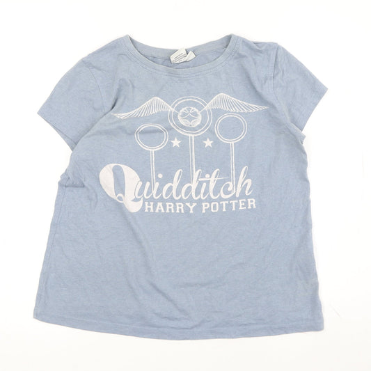 Womens UK Size 14 Harry Potter Blue Basic T-Shirt