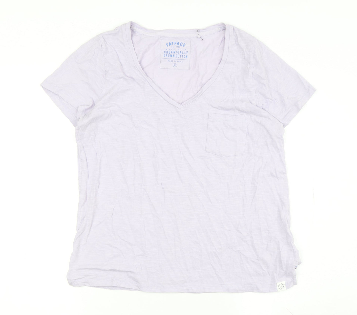 FatFace Women’s White Cotton V-Neck T-Shirt Size 8