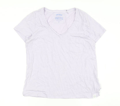 FatFace Women’s White Cotton V-Neck T-Shirt Size 8