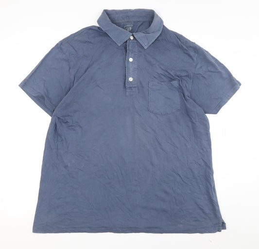 Gap Men's Blue XL Polo Shirt with Collar, Short Sleeve