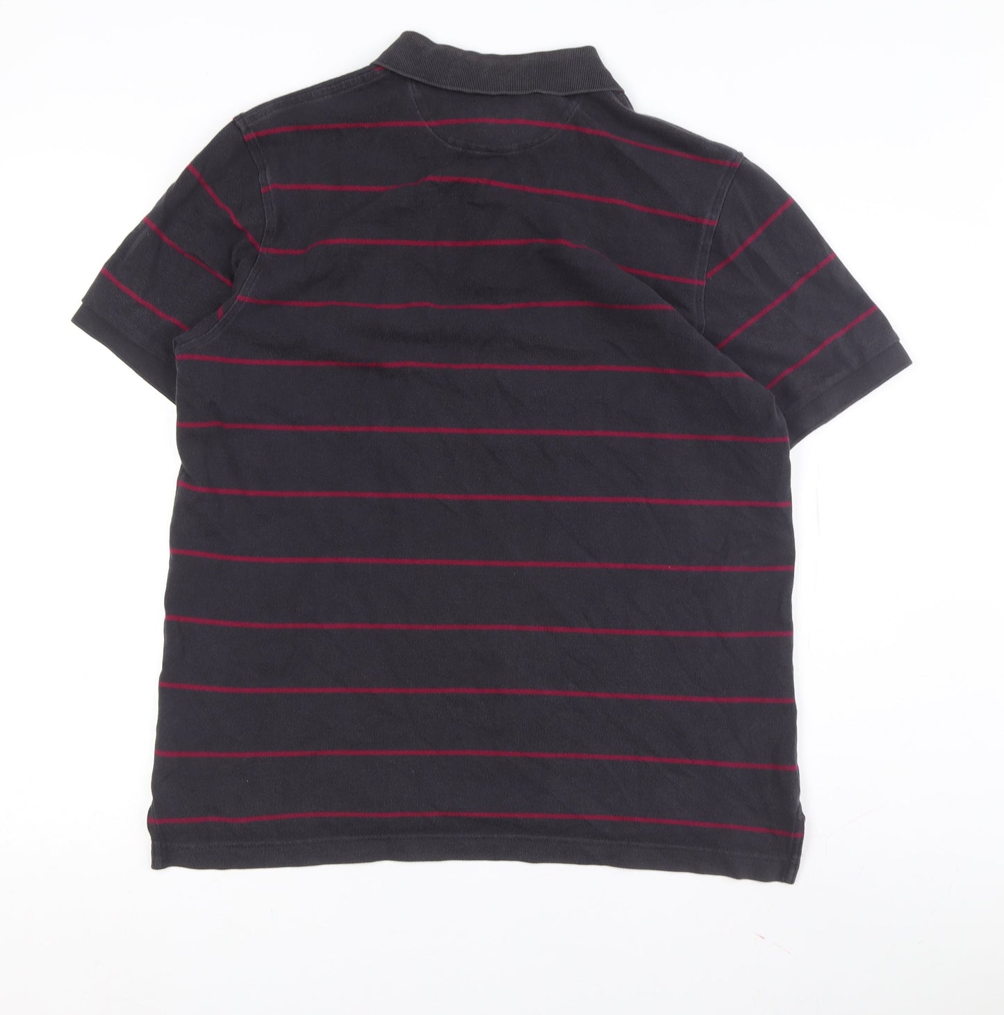 Charles Tyrwhitt Men's Black Striped Short Sleeve Polo M