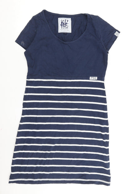 Lazy Jacks Women Blue Nautical Stripes T-Shirt Dress