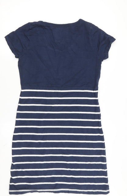 Lazy Jacks Women Blue Nautical Stripes T-Shirt Dress