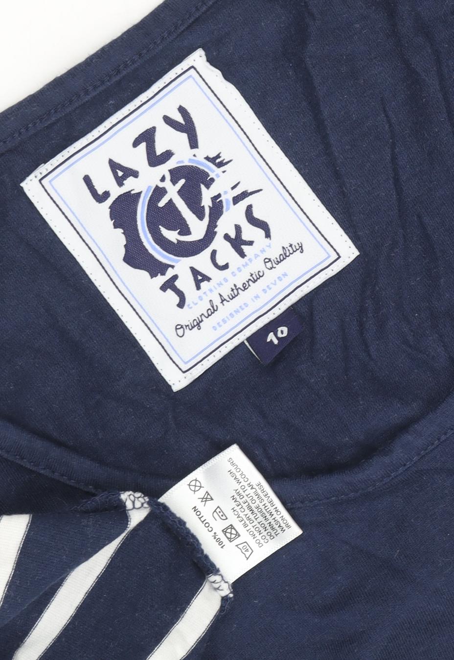 Lazy Jacks Women Blue Nautical Stripes T-Shirt Dress