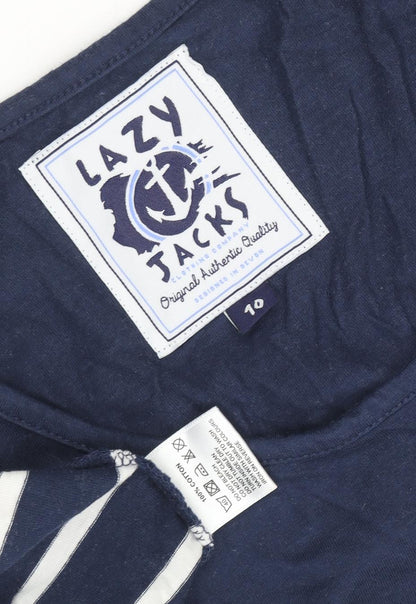 Lazy Jacks Women Blue Nautical Stripes T-Shirt Dress