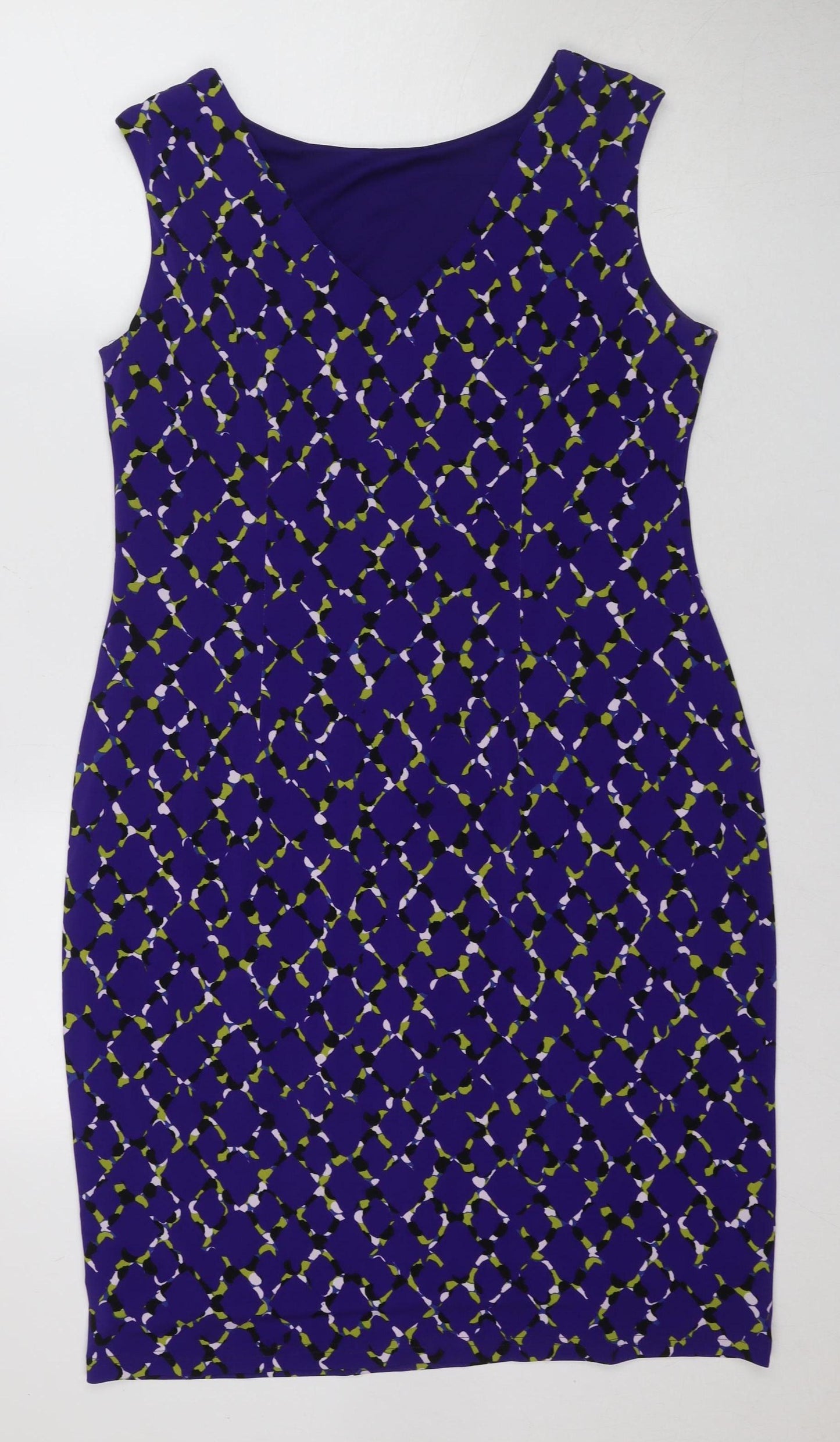 Minuet Petite Women's Purple Geometric Sheath Dress Size 14