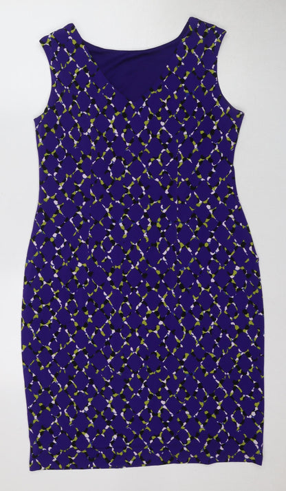 Minuet Petite Women's Purple Geometric Sheath Dress Size 14