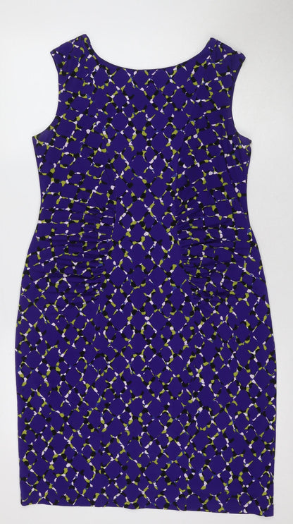 Minuet Petite Women's Purple Geometric Sheath Dress Size 14
