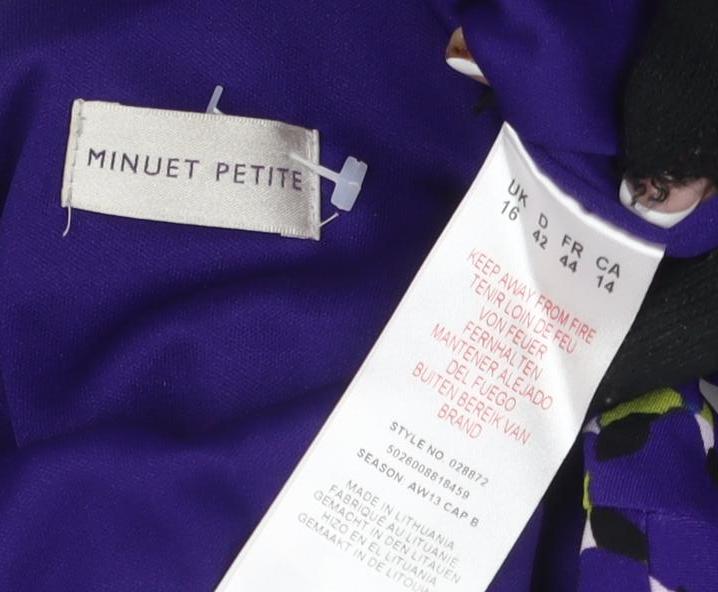 Minuet Petite Women's Purple Geometric Sheath Dress Size 14