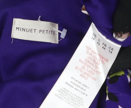 Minuet Petite Women's Purple Geometric Sheath Dress Size 14