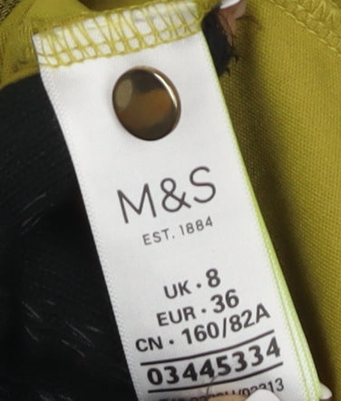 Marks and Spencer Women's Green Lace Dress - Size 8