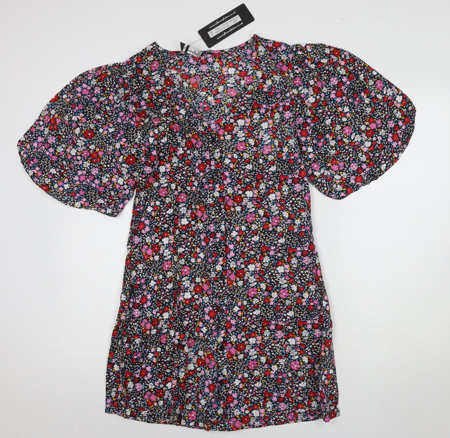 JayLey Women's Floral Puff Sleeve Shift Dress, Size 14