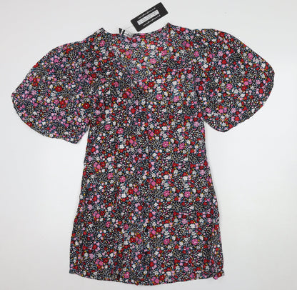 JayLey Women's Floral Puff Sleeve Shift Dress, Size 14
