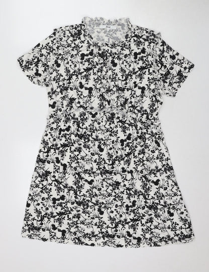 Find Women's Floral Mini Dress Black/White M