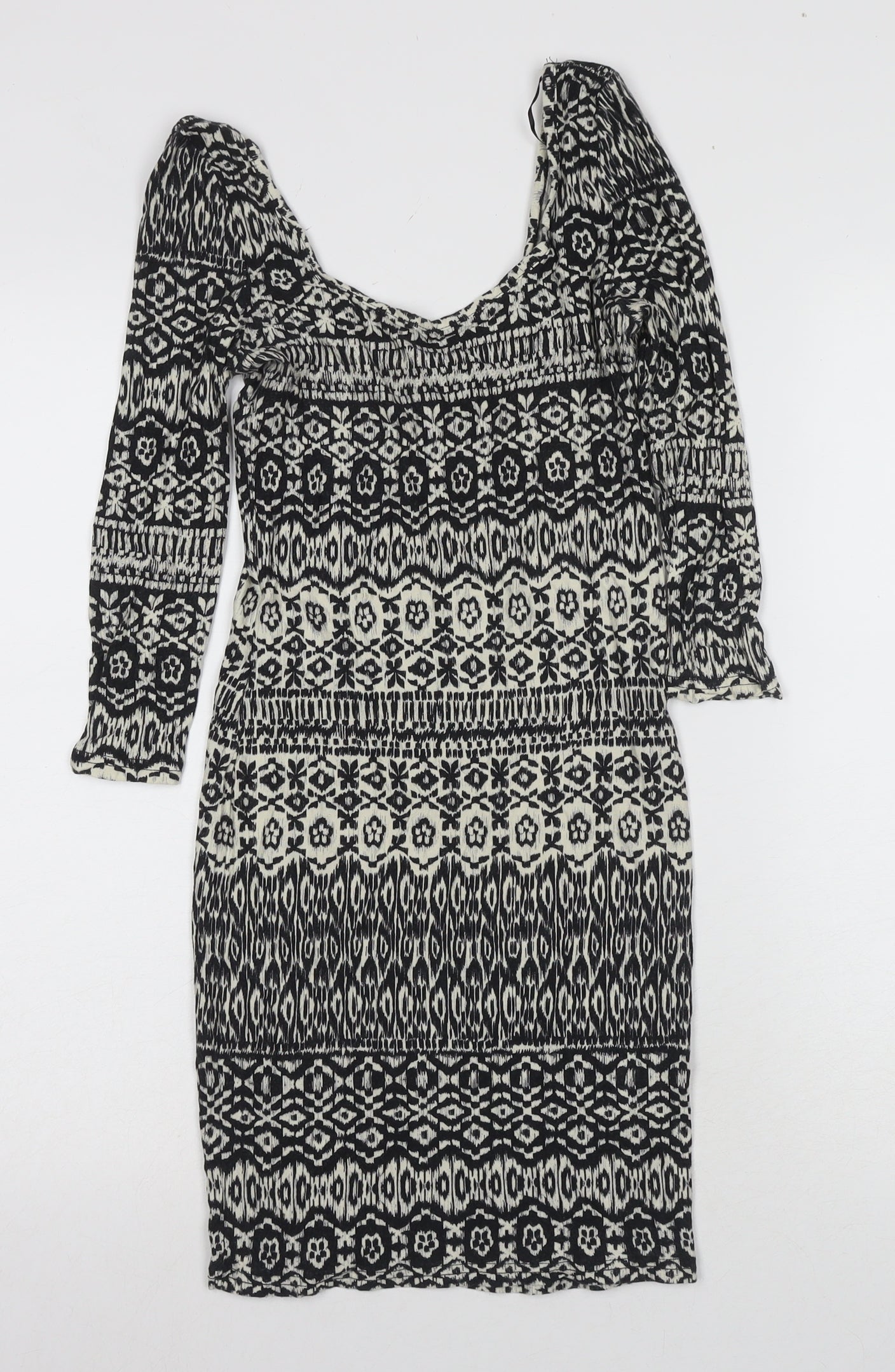 Women's Bodycon Dress Black White Size 10 Geometric