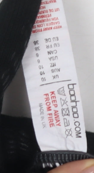 Boohoo Black Ruched Dress, Women Size 10, Casual Sleeveless