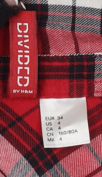 Womens UK Size 6 H&M Red Basic Button-Up