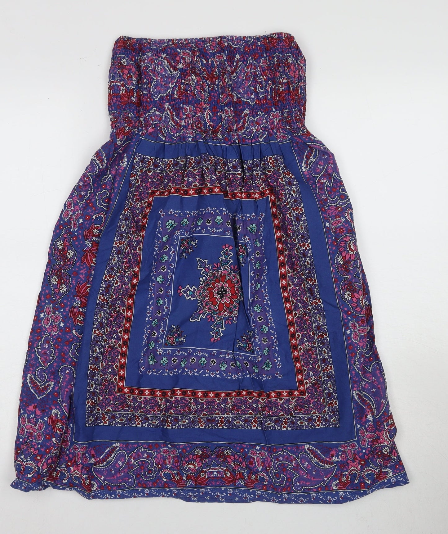New Look Women's Blue Paisley Bandeau Dress Size 10