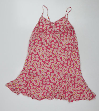 Pieces Women's Pink Floral Slip Dress M